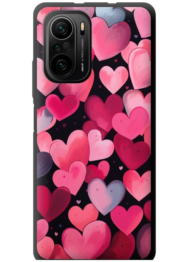 TPU чорний чохол 'Сердечка 4' для Endorphone Xiaomi Poco F3 (267237987)