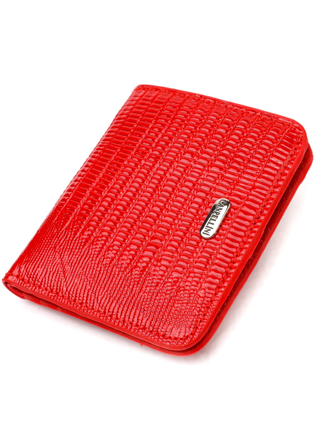 Лакований жіночий гаманець невеликого розміру з натуральної шкіри 21800 Червоний Canpellini (259874168)