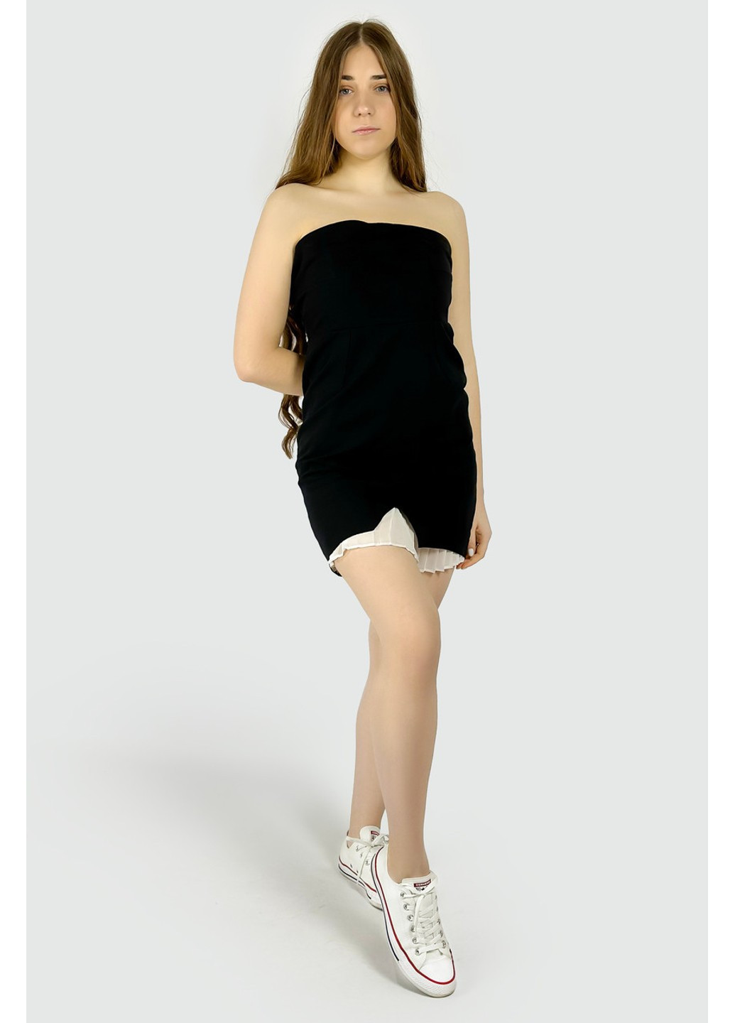 Черное вечернее платье 0909/029/800 с открытыми плечами Zara однотонное