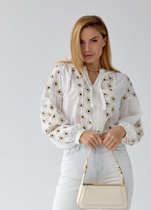 Блузка вишиванка Ромашки біла No Brand (259750868)