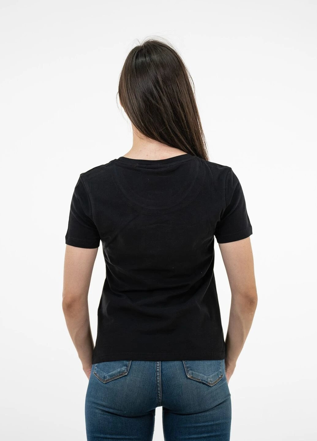 Черная летняя футболка женская с коротким рукавом Hugo Boss BOSS RELAXED-FIT T-SHIRT IN COTTON JERSEY WITH LOGO