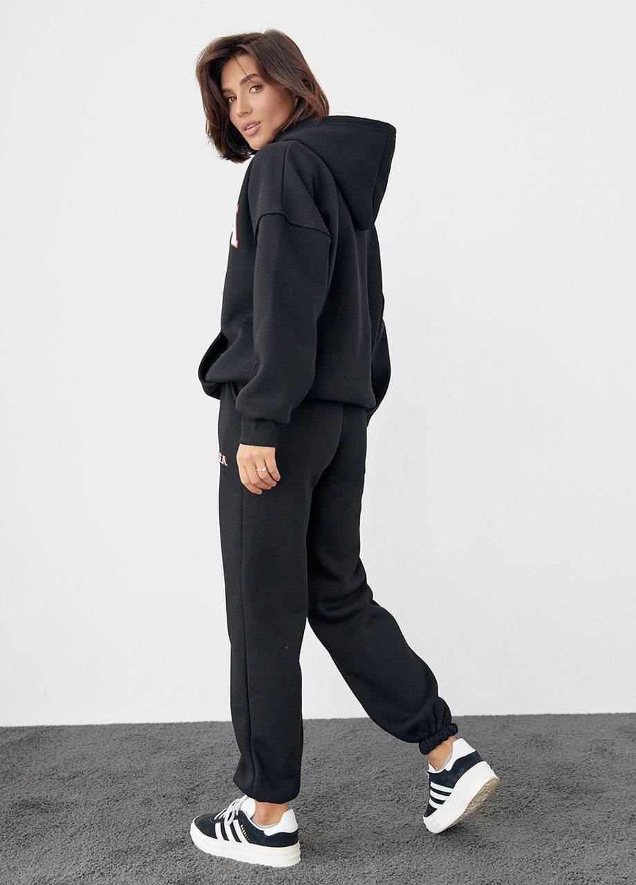 Женский спортивный костюм на флисе с принтом Chelsea - черный Lurex (266555774)