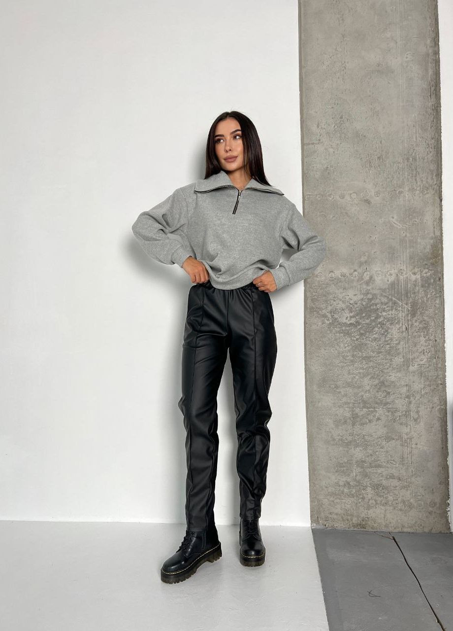 Жіночі брюки з екошкіри на флісі No Brand (276003389)