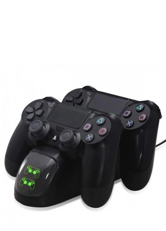 Подвійна зарядна станція DOBE для геймпадів PlayStation (PS4 / PS4 Slim / PS4 Pro) Dualshock 4 з LED індикатором Чорна No Brand (277976133)