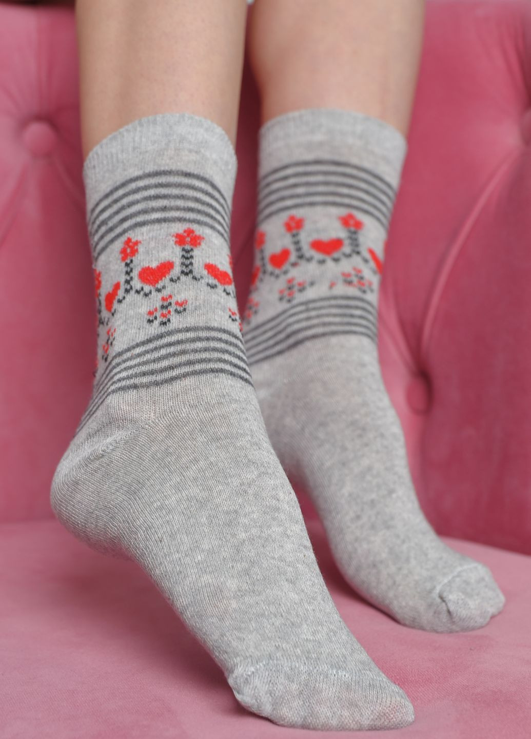 Шкарпетки жіночі з малюнком сірого кольору розмір 36-40 Let's Shop (273176814)