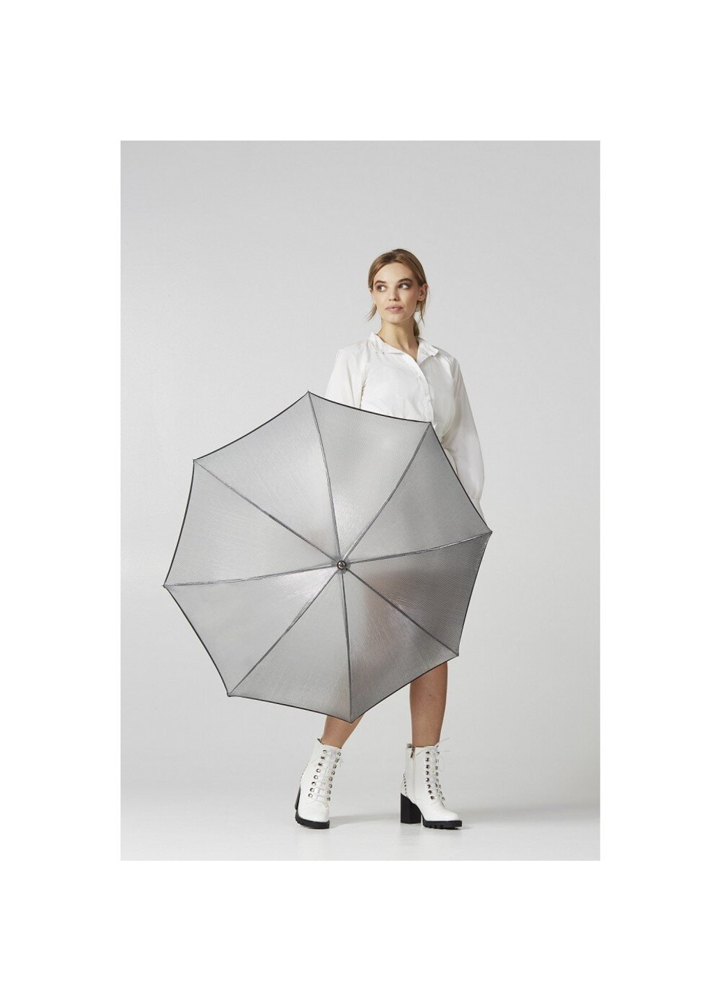 Женский зонт-трость полуавтомат L903 Kew-2 Silver Iridescent (Серебро) Fulton (262087083)