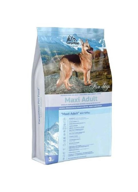 Carpathian Maxi Adult Для дорослих собак великих порід. З куркою 30% та морським окунем 5%. 3 кг. Carpathian Pet Food (275924876)