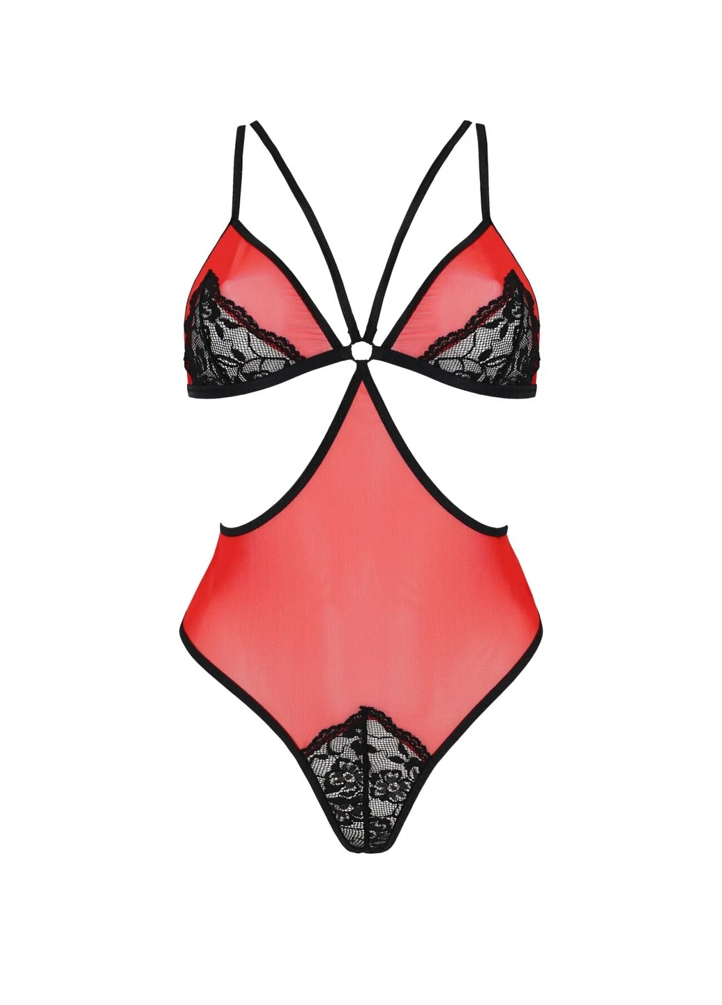 Красный полупрозрачное боди с кружевом peonia body Passion