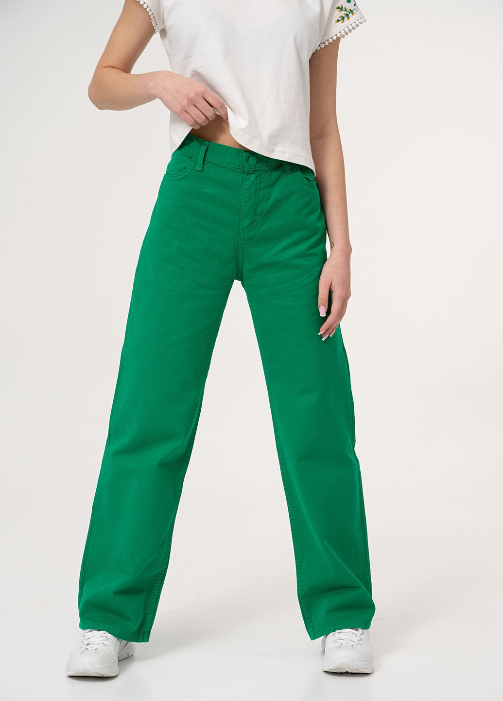 Зеленые повседневный демисезонные прямые брюки Yumster