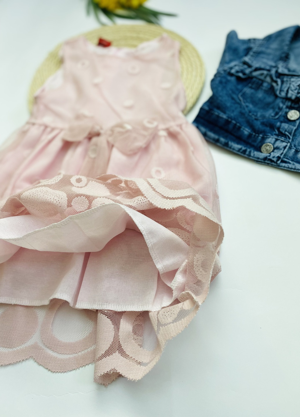 Розовое платье для девочек с джинсовым жакетом Murat baby (259576128)