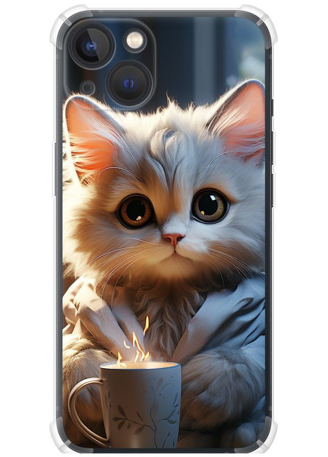 Силикон с усиленными углами чехол 'White cat' для Endorphone apple iphone 13 (276321434)