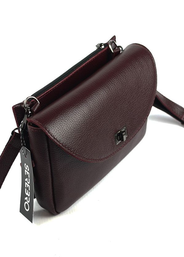 Бордовая кожаная женская сумка клатч через плечо на два отделения, мини сумочка из натуральной кожи Serebro (266623595)