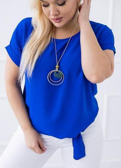 Синяя женская блуза с завязками цвет электрик р.48/50 431607 New Trend