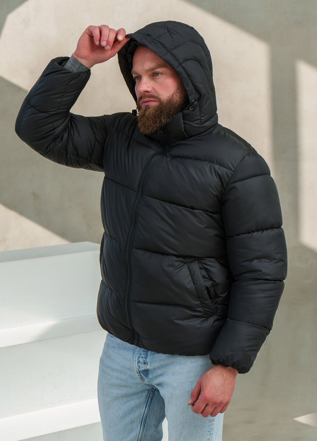 Черная зимняя куртка зимняя пуховик мужская No Brand куртка пуховик