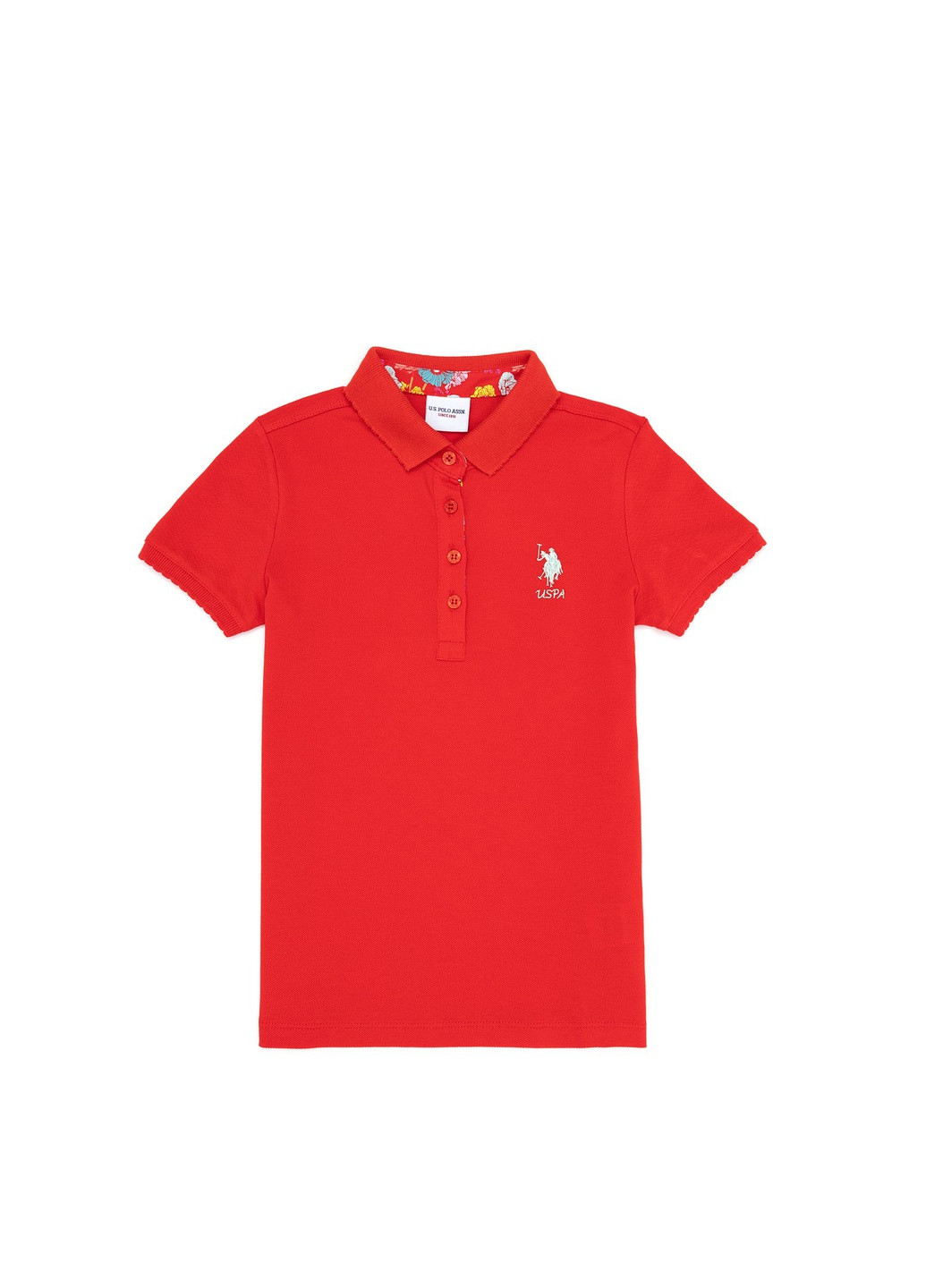 Красная детская футболка-футболка поло u.s.polo assn на девочку для девочки U.S. Polo Assn.