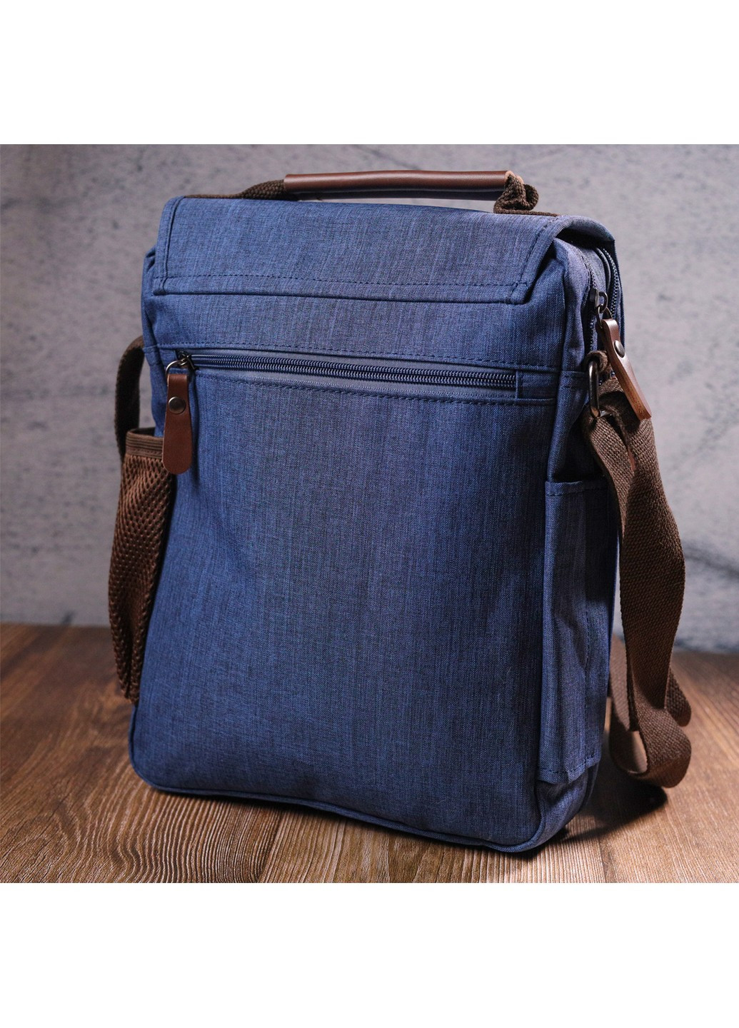 Интересная мужская сумка через плечо из текстиля 21264 Синяя Vintage (258286233)