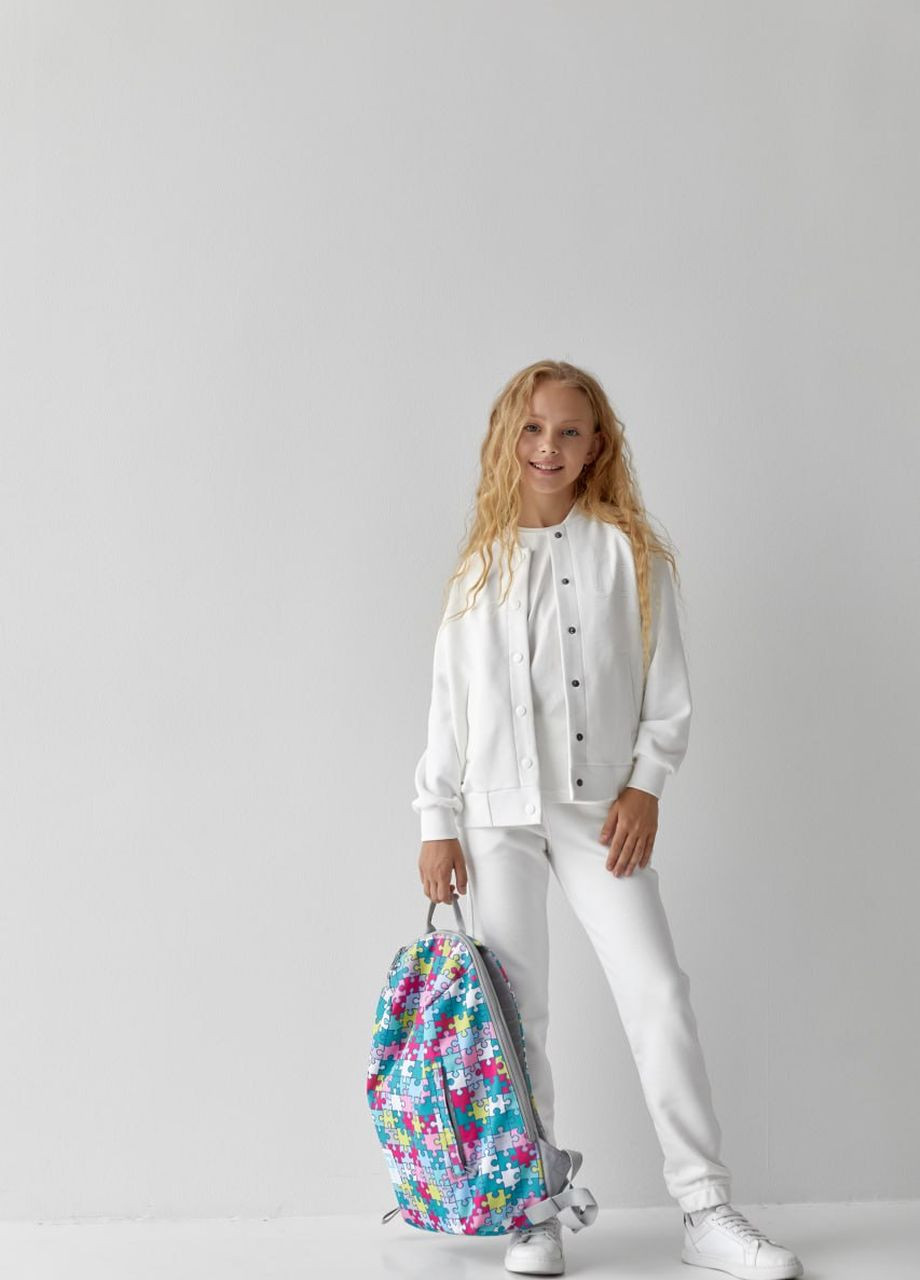Детский костюм бомбер и джогеры для девочки цвет белый р.158 441767 New Trend (263133568)