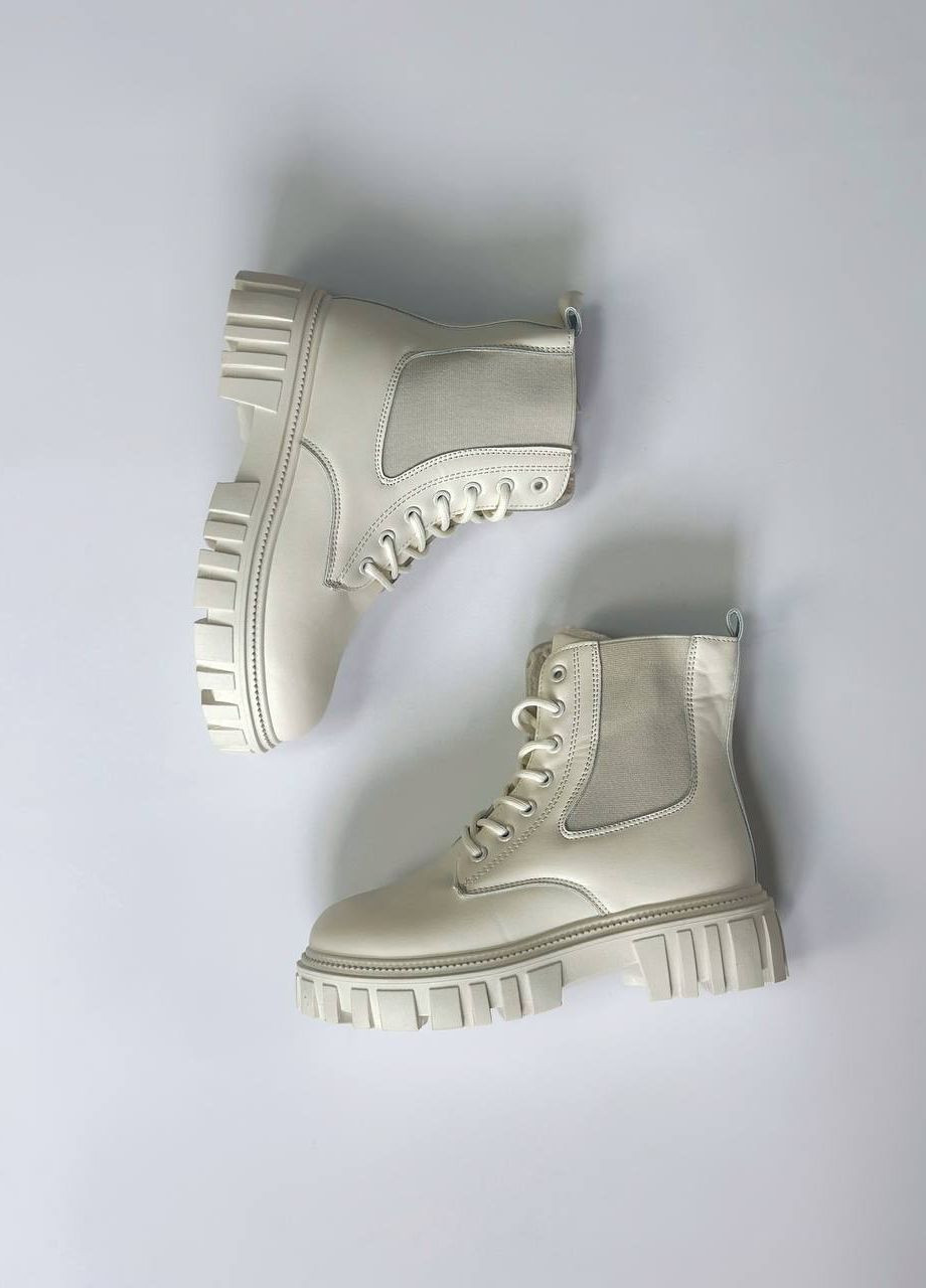 Белые зимние женские ботинки No Brand Boots Town Beige
