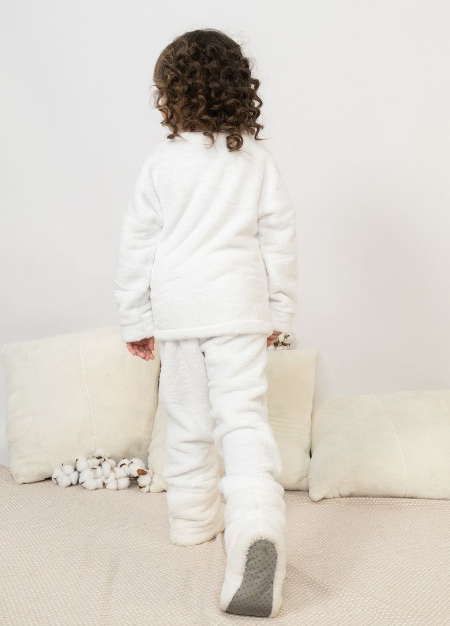 Белая пижама детская домашняя махровая кофта со штанами белый Maybel