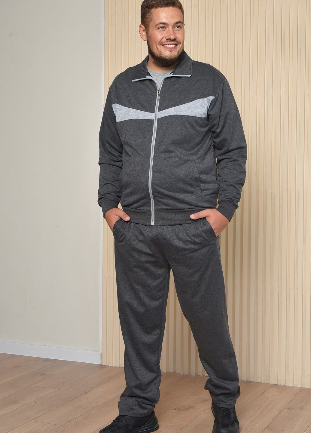 Спортивний костюм чоловічий темно-сірого кольору Let's Shop (264022025)