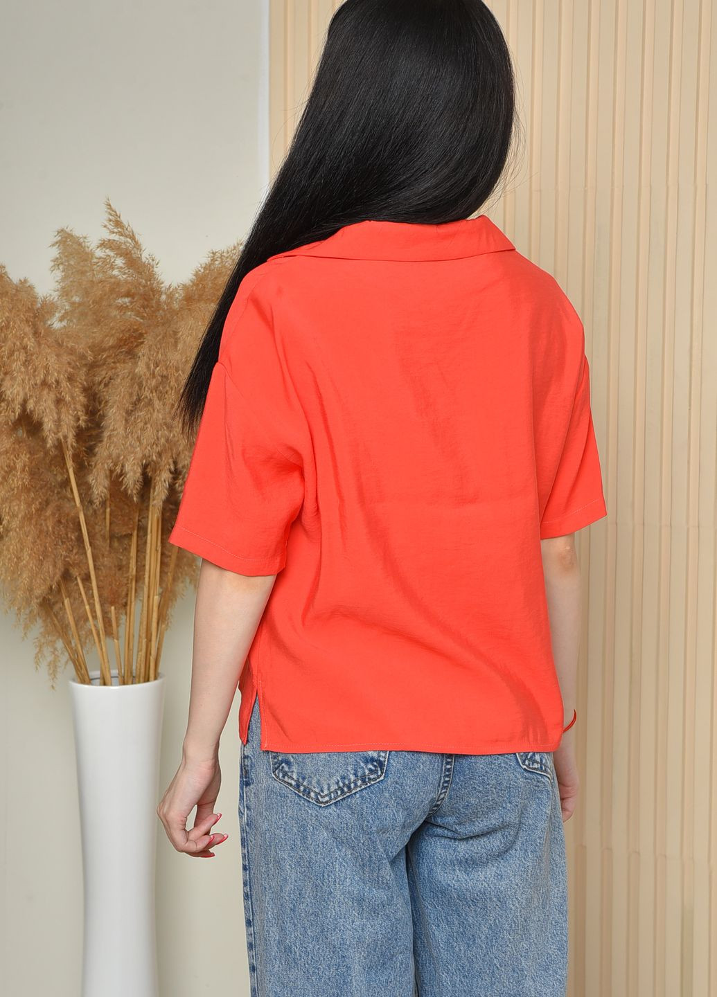 Сорочка жіноча з тканини жатка червоного кольору Let's Shop (261844159)