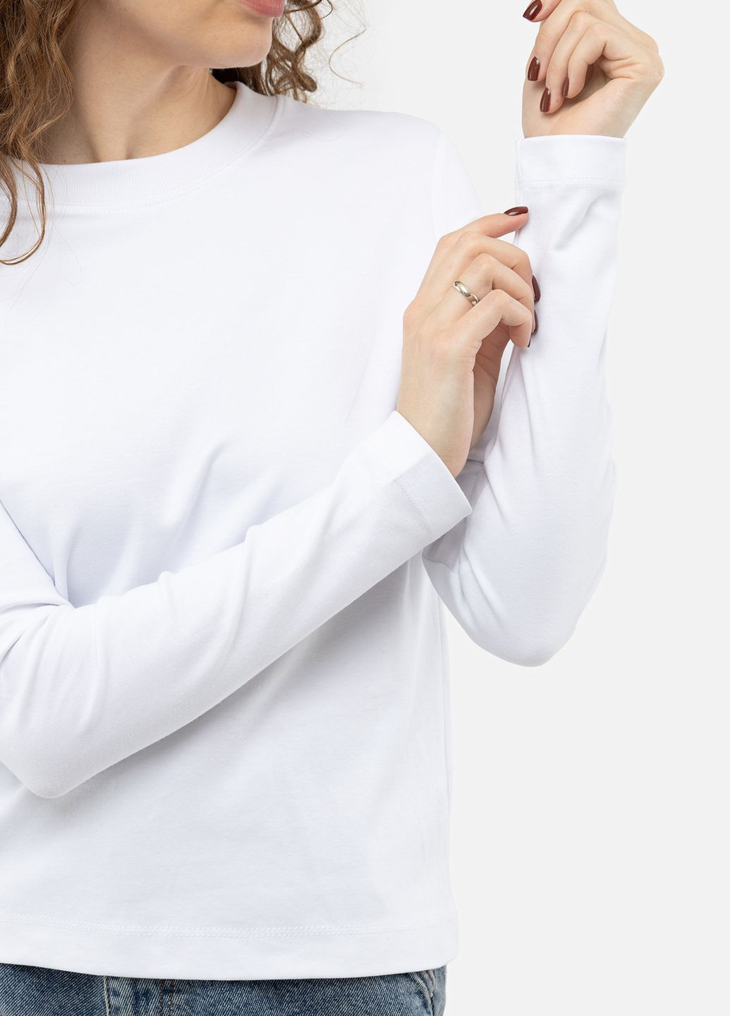 Женская футболка с длинным рукавом цвет белый ЦБ-00241516 Karol (276061175)