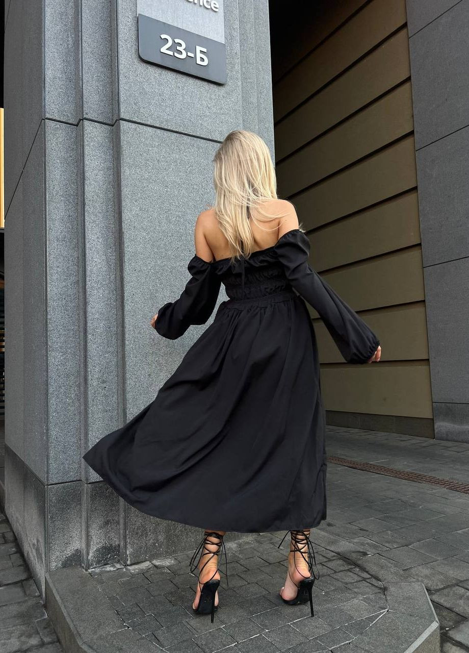Черное кэжуал, вечернее женское платье софт No Brand