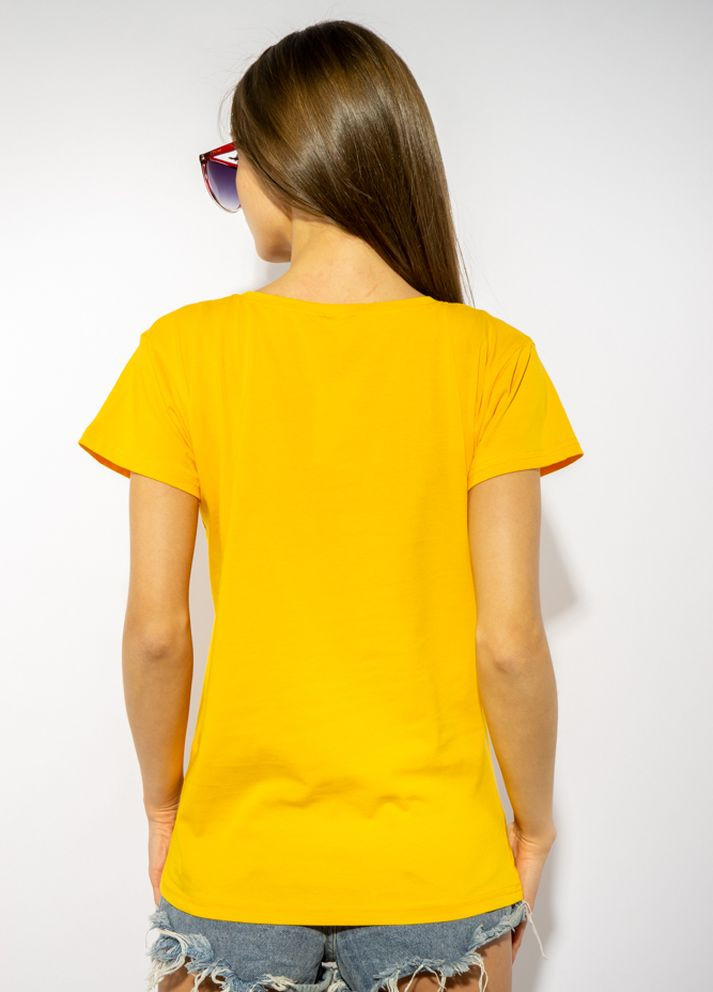 Желтая летняя футболка женская с надписью (желтый) Time of Style