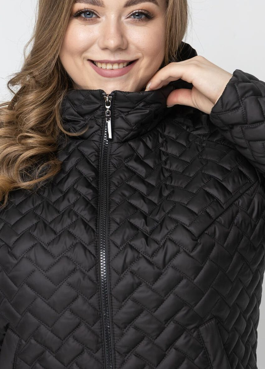 Чорна демісезонна демісезонна жіноча куртка з капюшоном великого розміру DIMODA Жіноча куртка від українського виробника