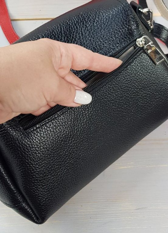 Кожаная женская мини сумочка клатч на три отделения, маленькая черная сумка из натуральной кожи Serebro (266623590)