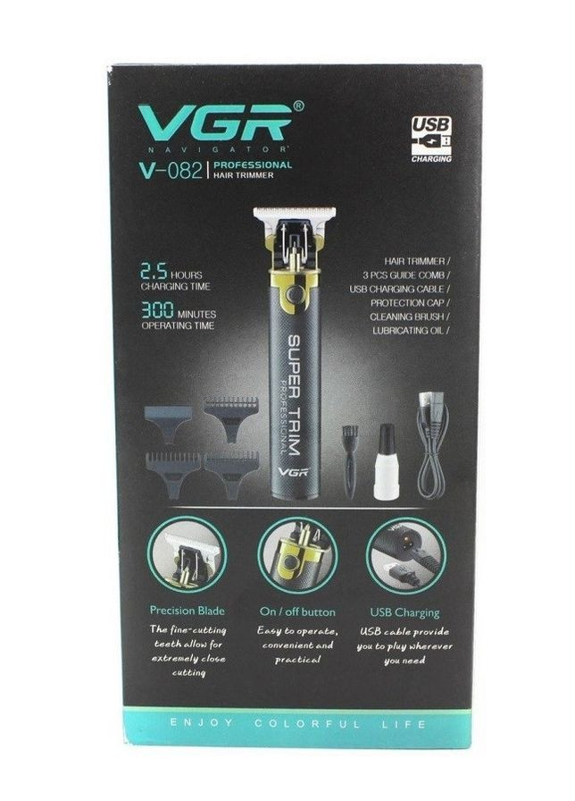 Бездротова машинка для стрижки волосся та бороди V-082 акумуляторна VGR (276461546)