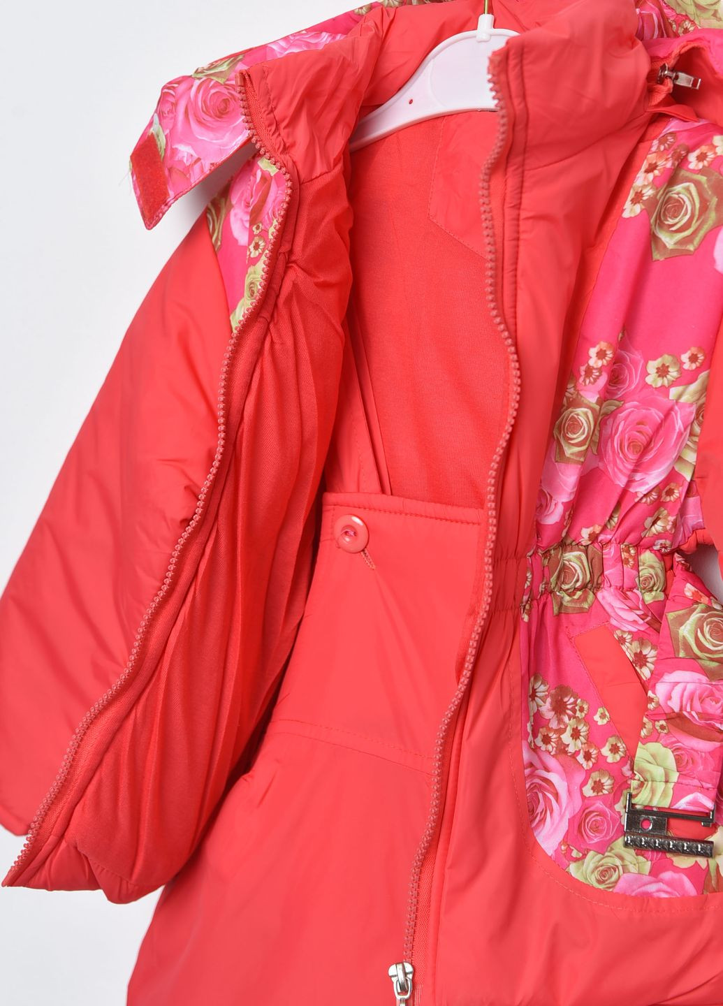 Коралова зимня куртка та напівкомбінезон дитячий для дівчинки єврозима коралового кольору Let's Shop