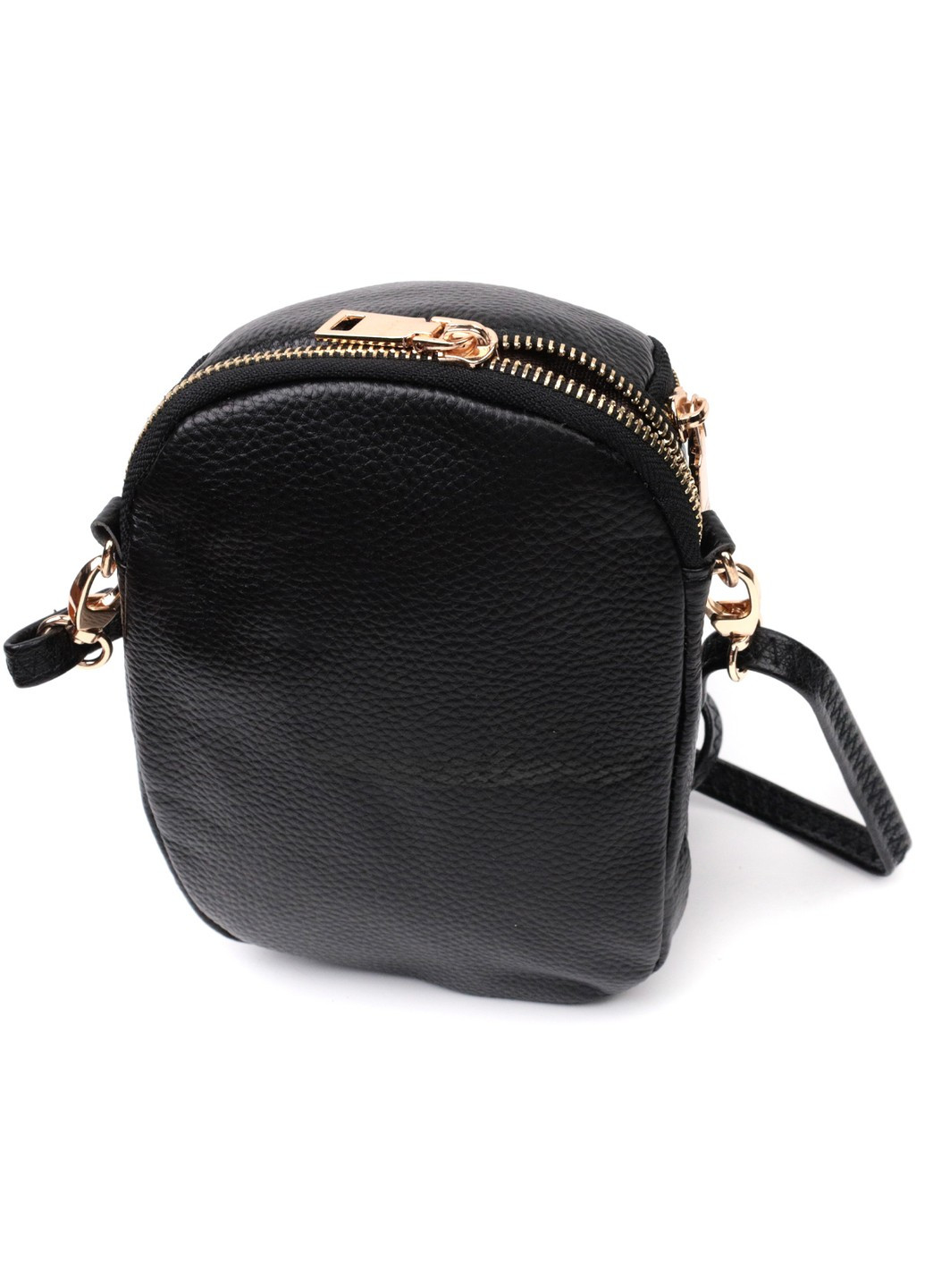 Небольшая сумка интересного формата из мягкой натуральной кожи 22338 Черная Vintage (276461839)