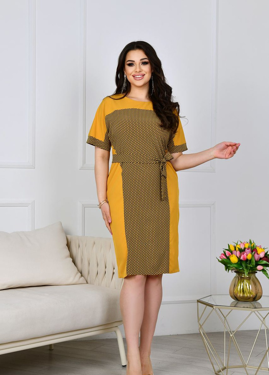 Желтое женское платье прямого фасона цвет желтый р.48/50 432783 New Trend