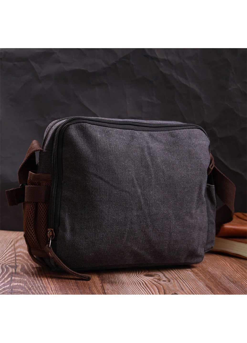 Чоловіча сумка месенджер із щільного текстилю 22204 Чорний Vintage (267925335)