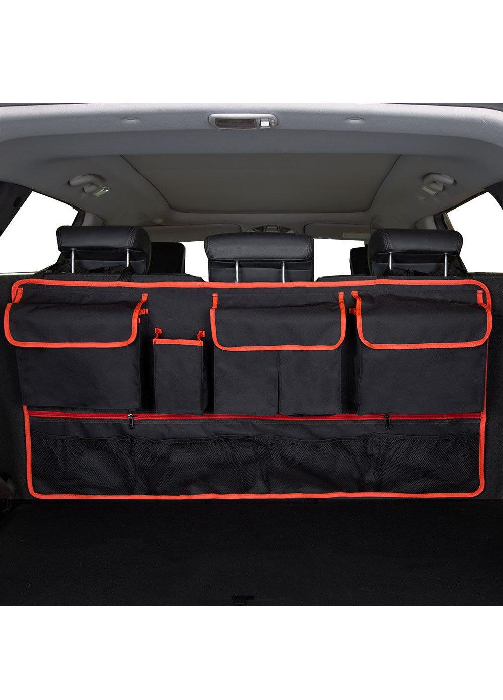 Автомобильный подвесной компактный органайзер на спинку сидения для багажника 106х52 см (474970-Prob) Черный с красным Unbranded (260537048)