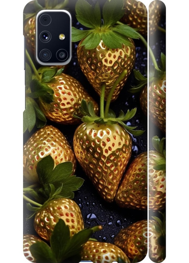 3D пластиковый матовый чехол 'Золотая клубника' для Endorphone Samsung Galaxy M31s M317F (259320511)