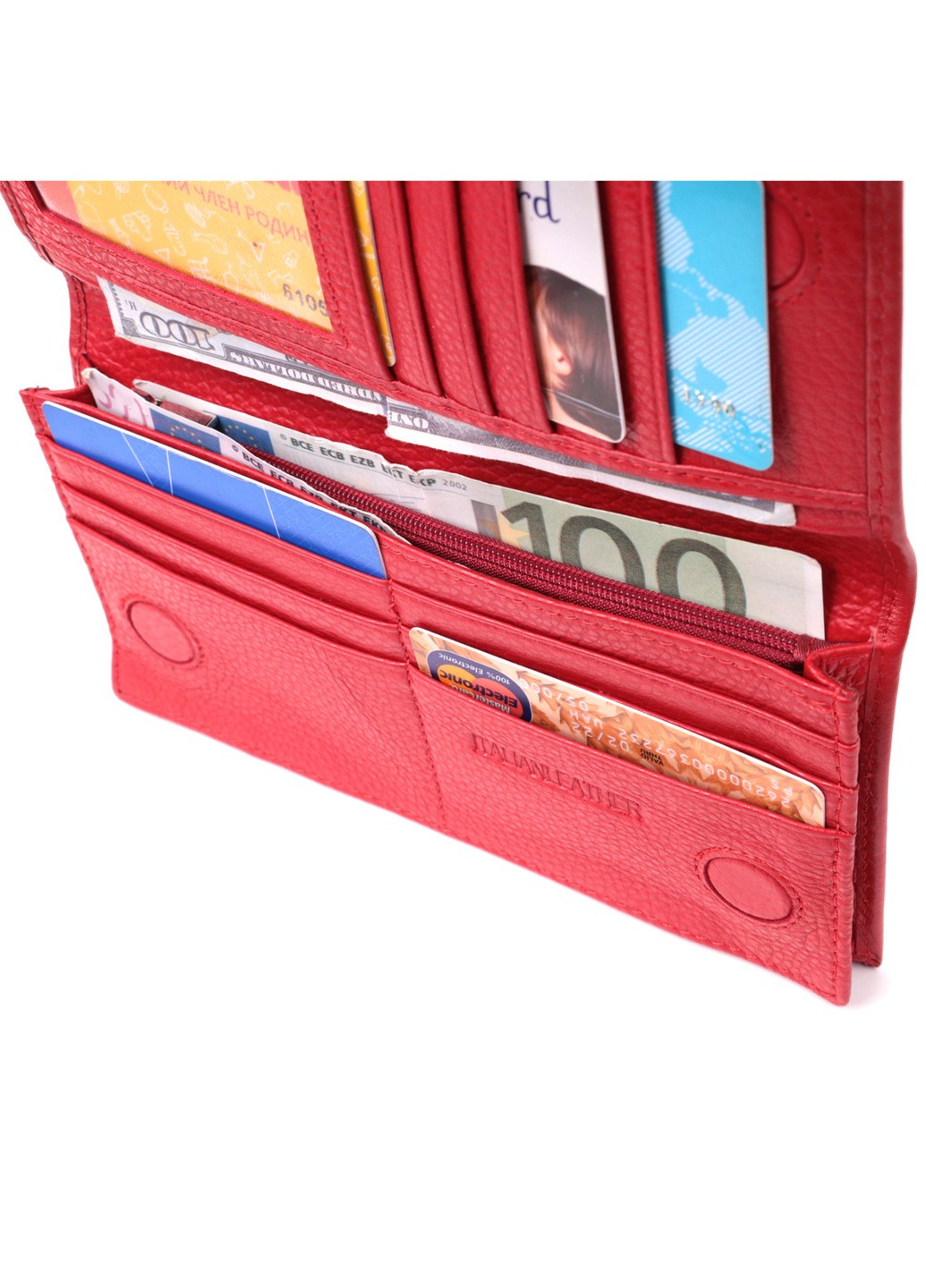Вертикальный женский кошелек на магнитах из натуральной кожи 22539 Красный st leather (278001092)