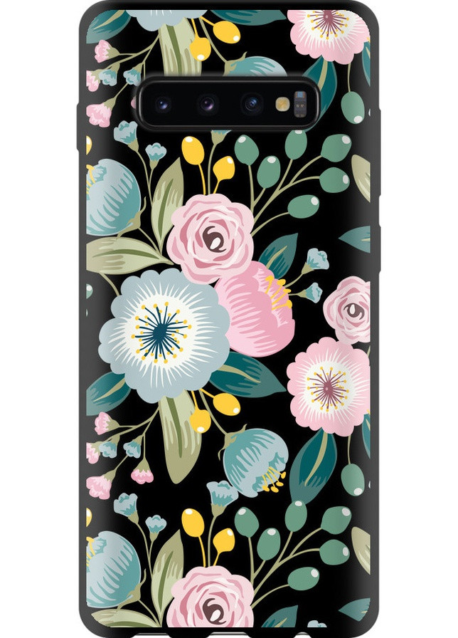 TPU чорний чохол 'Квіткові шпалери v2' для Endorphone Samsung Galaxy S10 Plus (258086690)