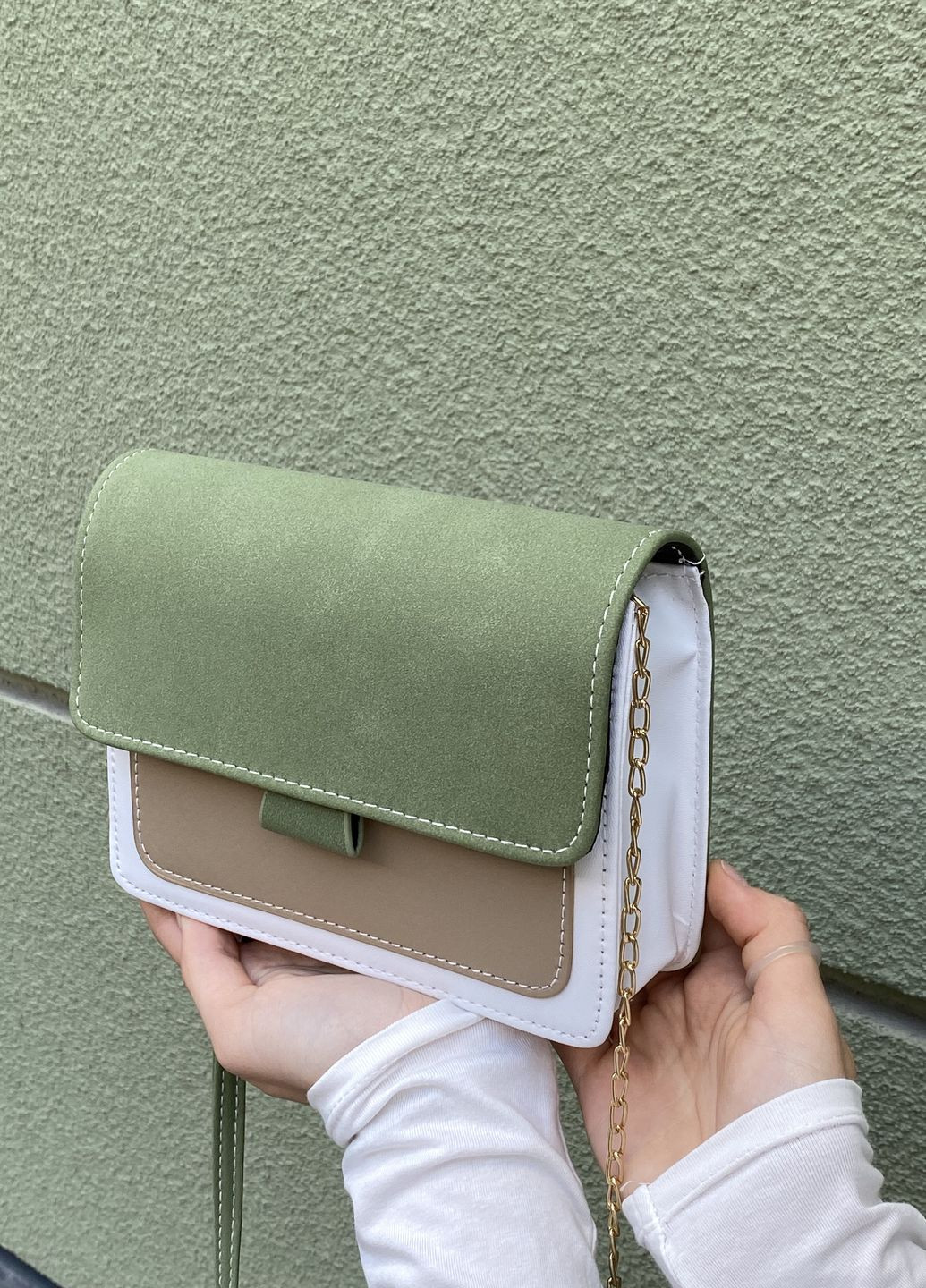Жіноча сумка крос-боді бархатна велюрова замшева зелена No Brand (267024957)
