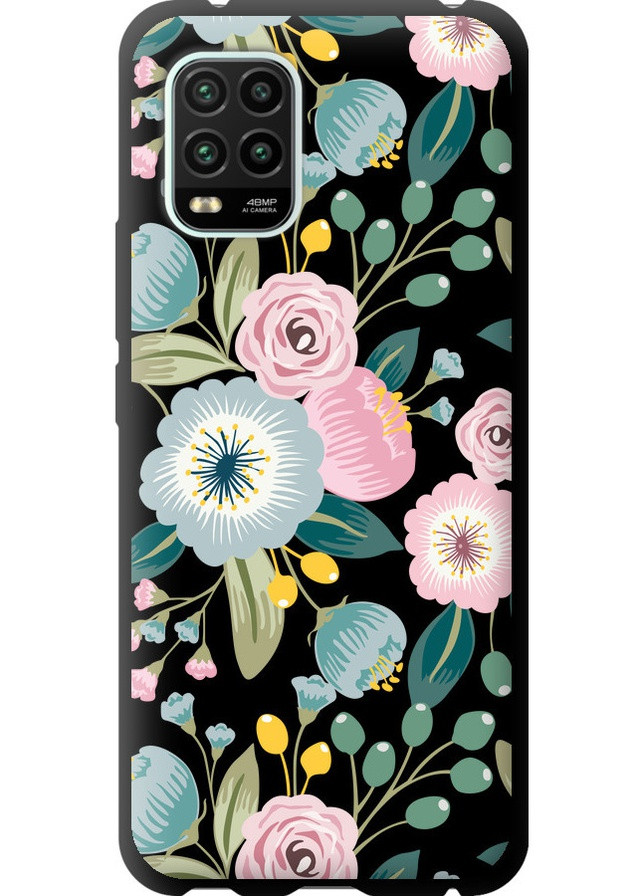 TPU черный чехол 'Цветочные обои v2' для Endorphone Xiaomi Mi 10 Lite (258093679)