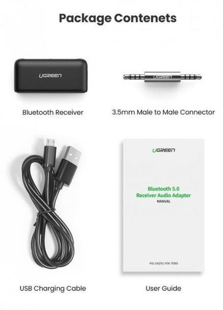 Bluetooth-адаптер 70303 CM276 Bluetooth 5.0 Receiver Audio Adapter Ugreen (260357113)