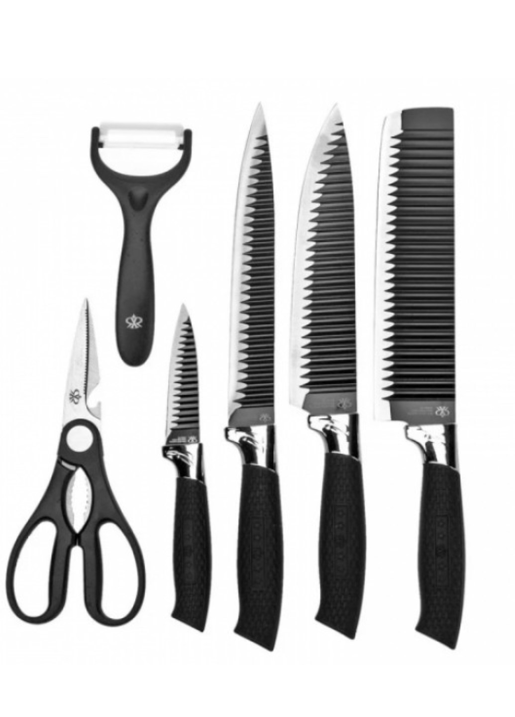 Набор кухонных ножей из стали 6 предметов King-B0011 Genuine чёрные, пластик, нержавеющая сталь