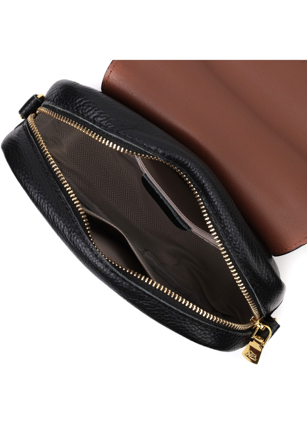 Вечірня жіноча сумка з фігурним клапаном із натуральної шкіри 22429 Чорна Vintage (276457626)