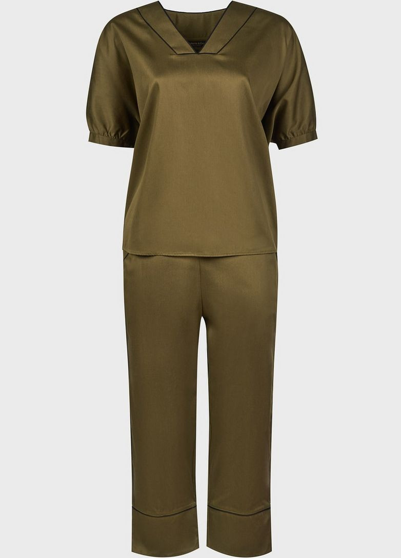 Оливковая всесезон пижамный набор fable&eve 1471 рубашка + бриджи Fable & Eve Kensington