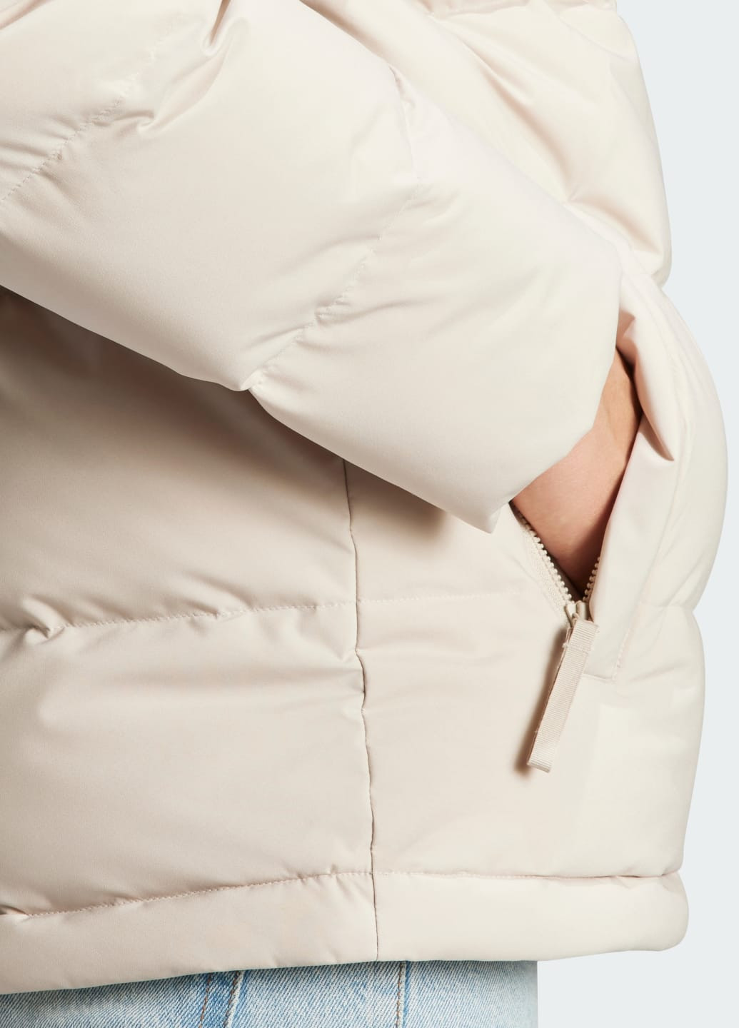 Бежевая демисезонная куртка с капюшоном helionic adidas