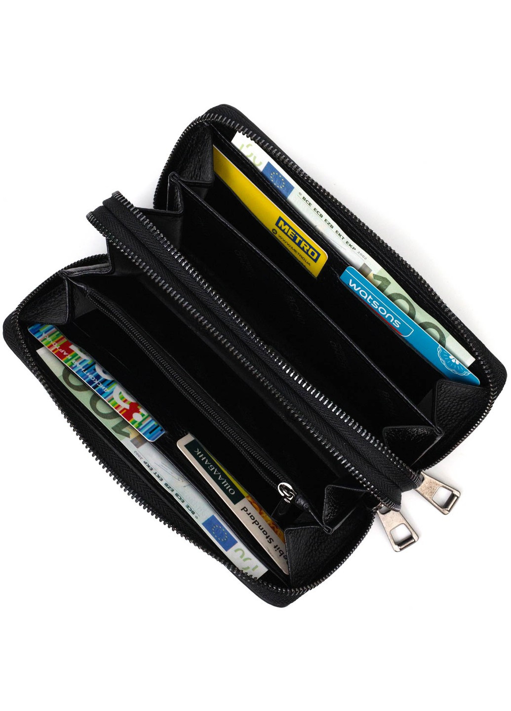 Практичний чоловічий клатч із двома відділеннями з натуральної шкіри 22027 Чорний Bond (262157984)