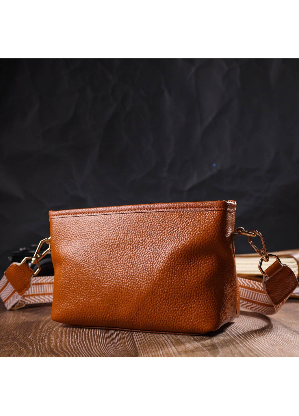 Красивая небольшая сумка на плечо из натуральной кожи 22139 Рыжая Vintage (260359843)