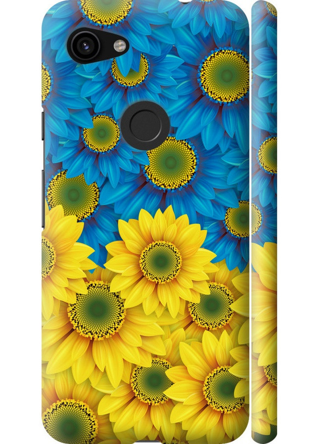 3D пластиковий матовий чохол 'Жовто-блакитні квіти ' для Endorphone google pixel 3a xl (257828682)