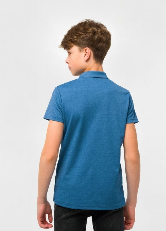 Синяя детская футболка-футболка-поло (короткий рукав) темный джинс для мальчика Smil